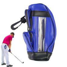 Golf Accessory Bag Pouch Waterproof PU Ball Bag With Zipper Closure Blue Portable Golf Ball Storage