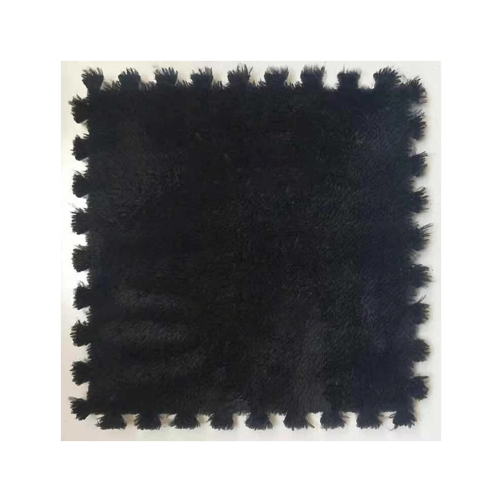 10Pc Plush Splicing Carpet Eva Foam Floor Mat Bedside Block Puzzle Bedroom Floor Mat Cuttable Black 9016109595904