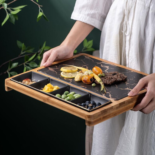 Dessert Plates Square Ceramic Dinner Plate With Grid Pattern 8-Inch Restaurant Snack Plate Multi-Use Steak Plate 1