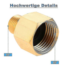 Brass LPG gas adapter for camping stove, 1/2" right x 1/4" left, for gas hose, grill replacement
