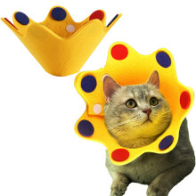 Collar de recuperación suave para gatos, cono ajustable para perros y gatos, collar protector para perros después de una cirugía (amarillo)