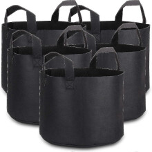 5-gallon grow bags with plant labels, pack of 5, durable fabric