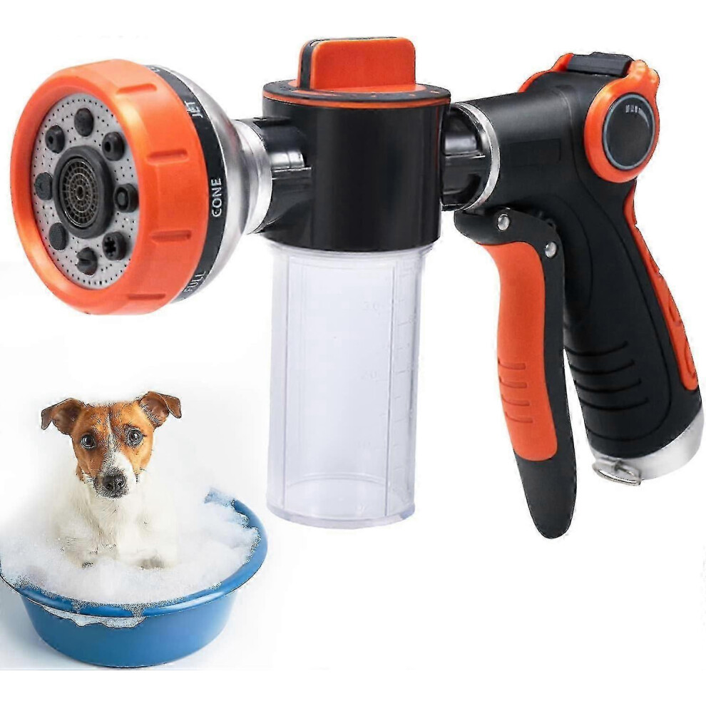 Garden hose nozzle, 8-mode high-pressure sprayer, heavy-duty dog wash, garden hose nozzle with soap dispenser