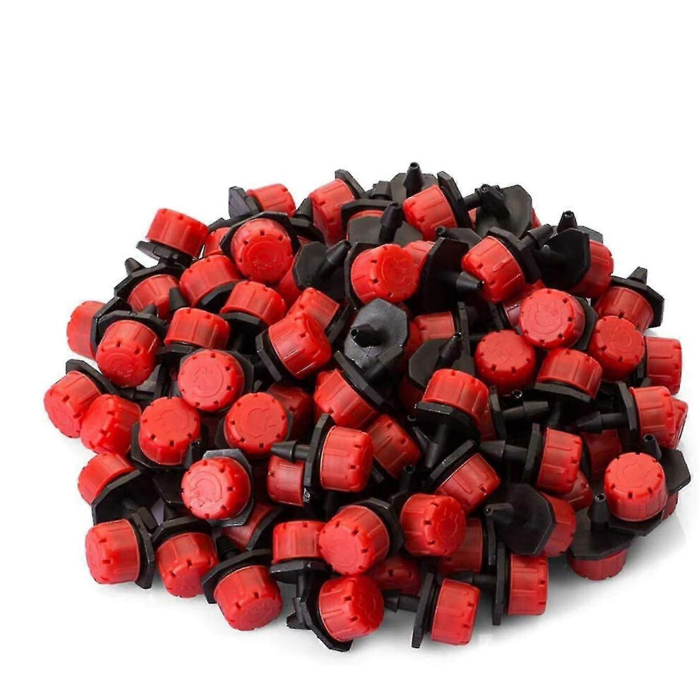 Pack Of 100 Emitter Drippers, 8 Holes, Adjustable Flow Rate, Drip Irrigation Equipment For Gardening Red