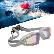 Waterproof Silicone Swim Goggles with Fogproof HD Vision for All Ages Grey