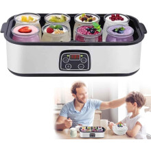 Yogurt Maker 68-131 F 48H Automatic With 8 Jars 1400ml Digital LCD Display Adjustable Temperature Strainer