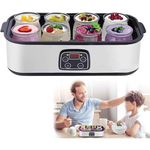 Yogurt Maker 68-131 F 48H Automatic With 8 Jars 1400ml Digital LCD Display Adjustable Temperature Strainer
