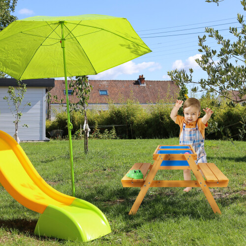 Kinder-Picknicktisch mit Bänken in Weiß 1