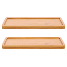 2 Pezzi Sottovasi In Bamboo Per Piante Bonsai