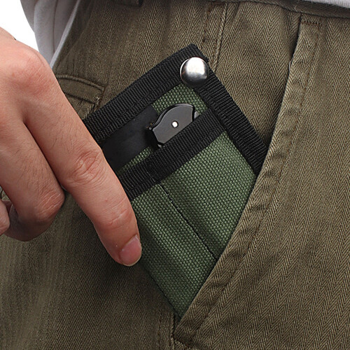 Lightweight Green Canvas Portable EDC Bag Compact Foldable Card Pouch 2