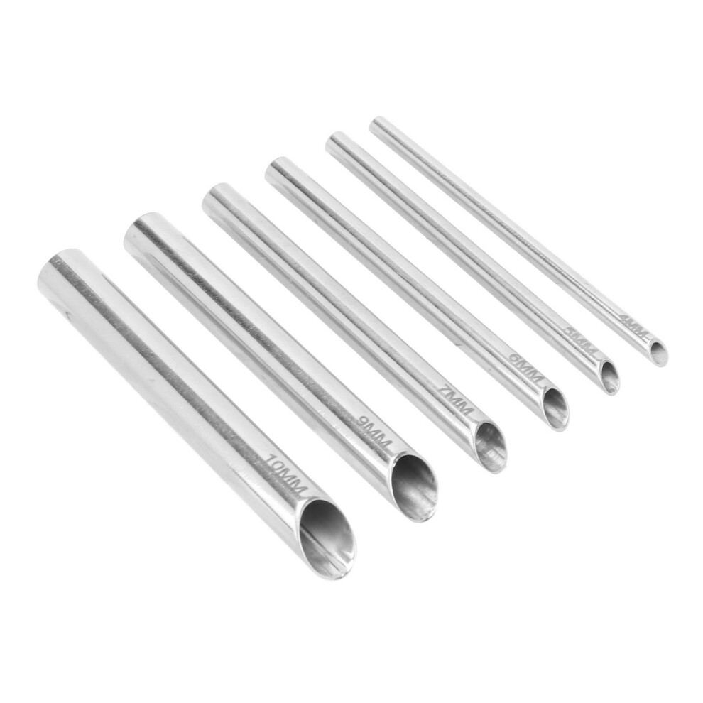 6pcs Piercing Needles Tubes Stainless Steel Receivers 4mm-10mm Sizes