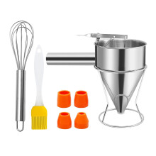Multifuntional Stainless Steel Batter Dispenser For Pancakes Cupcake And Funnel Cakes With Stand Kitchen Gadget