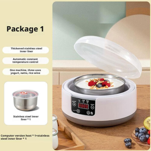 Yogurt Maker 1.2L Automatic With Stainless Steel Liner, Timer Control, Strainer, LCD Display, White EU-Standard 2