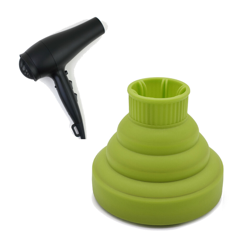 Unisex Green Silicone Collapsible Hair Diffuser, Travel Portable Folding Blow Dryer Attachment,