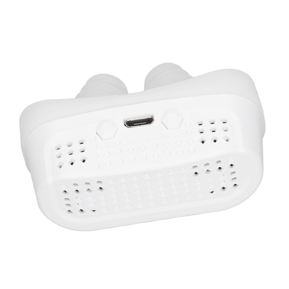 White Electric Prevent Snoring Device Silicone Strap Improve Sleep Quality