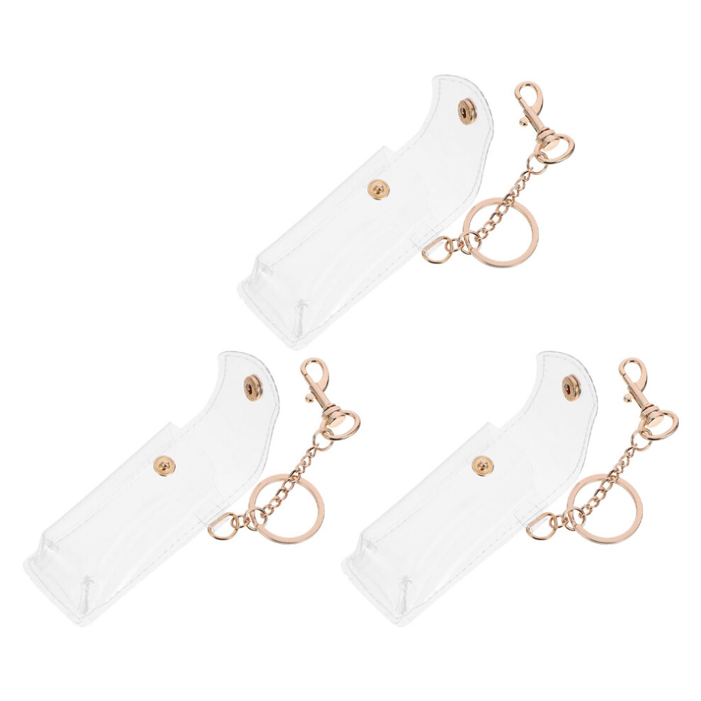 3 Sztuki Pvc Brelok Klucze Przezroczysta Oprawka Szminkę-image