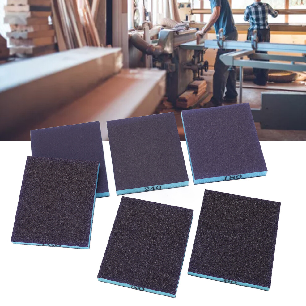 6Pcs Sanding Sponge Kit 60Â320 Grit Double Sided Rust Removal Wear Resistant 9311354043584