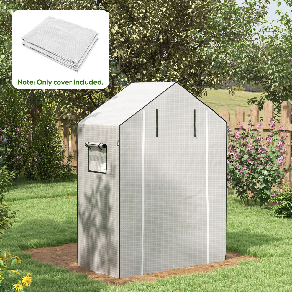 Outsunny Pe Greenhouse Cover Replacement With Door And Mesh Windows, White