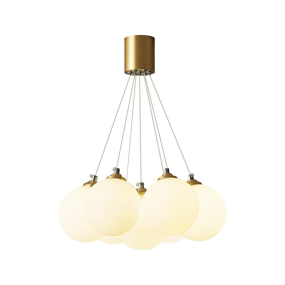 Mid Century Bubble Cluster Ball Milk Glass Staircase Brass Pendant Light 7-Light Fixture For Dining Living Kitchen Island-image-OPC-PMDPCCH-NEW