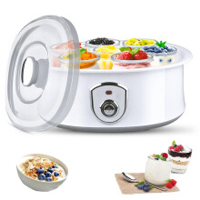 Yogurt Maker 20W Adjustable Temperature And Time Control, 1500ml Capacity, 7 Glass Jars For Home Yogurt Cheese Maker