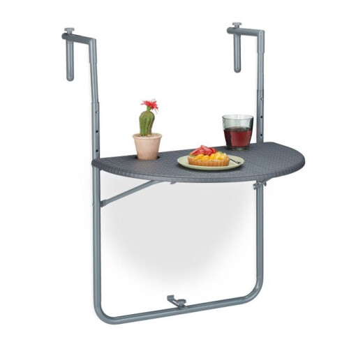Grauer Balkon-Hängetisch, klappbar