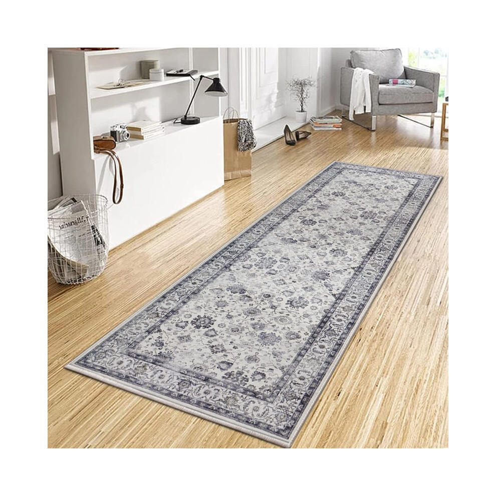 Imperial Rooms (Serene) Traditional Runner Rugs 80X300cm- Extra Large Rugs For Kitchen & Hallways White,Grey
