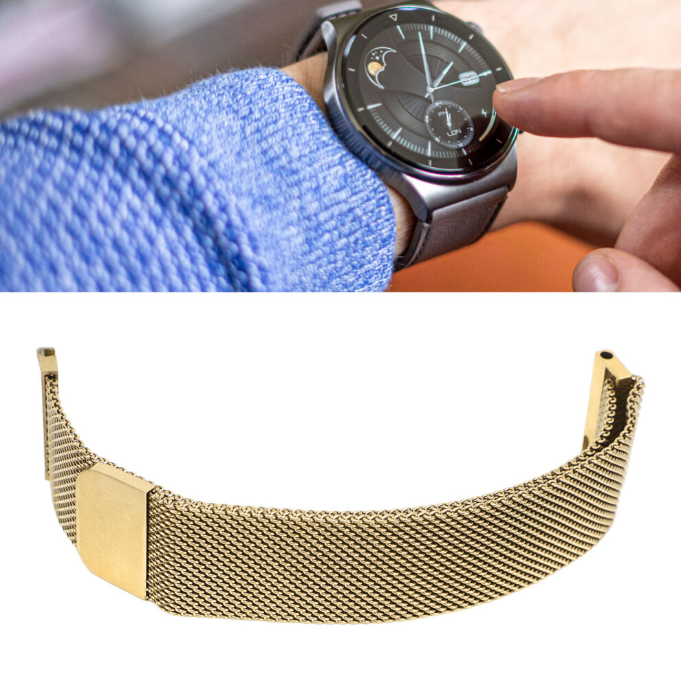 Huawei Gt2 Smartwatch Wristband 18Mm Stainless Steel Replacement Strap Gold 8731354049958