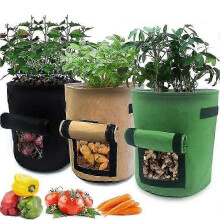 Biodegradable potato grow bags, 7 gallons, 3 pieces, with non-woven handles, for potatoes/carrots, 3 colors