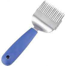 Bee uncapping fork, straight stainless steel tines, plastic handle, sparse honey scoop - Ya