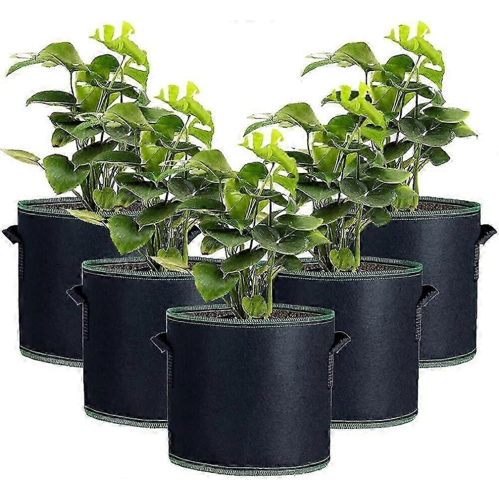Pack of 5 black 12L potato planting bags, 3-gallon non-woven geotextile grow bags for tomatoes, peppers, carrots, strawberries and other plants