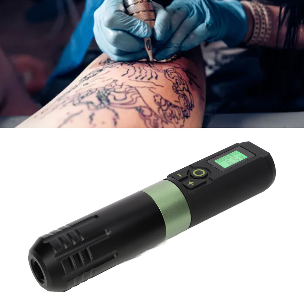 Black/Green Wireless Rotary Tool 2000Mah Rechargeable Tattoo Machine With Led