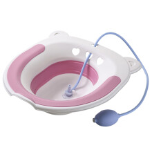 Sitz Bath 15x15 Heat-Resistant Foldable With Flusher Hose, Drain Holes, Portable Postpartum Care Kit For Toilet Seat