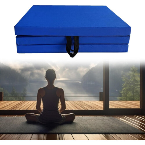 Women Foldable Exercise Mat, Pilates Mat For Home Workouts, Elastic Non-Slip Floor Protector, Blue 2