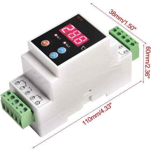 Programmable Din Rail Temperature Controller Digital Thermostat Two Way Output Alarm AC90-260V 1