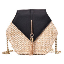 1 stück mode stroh handtasche, gewebte damen tasche mit kette