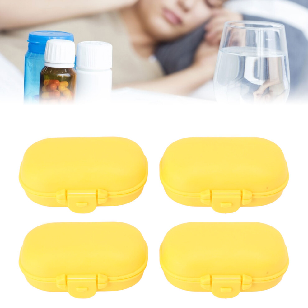 7PCS Portable Medicine Case, 4 Compartments, Yellow, 9.5x6.5x3.5cm