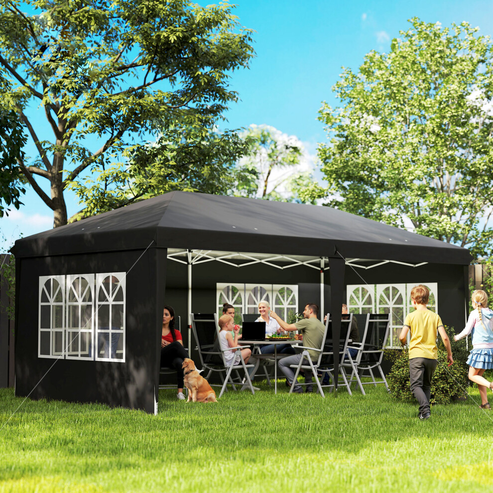 Outsunny 3 X 6M Heavy Duty Gazebo Marquee Party Tent With Storage Bag Black