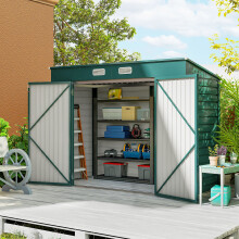 Outsunny 8 x 4FT Metal Garden Storage Shed with Double Doors, Green