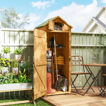 Outsunny Wooden Garden Storage Shed Tool Storage Box, 77 x 54 x 179 cm, Brown