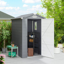 Outsunny 4 x 6ft Garden Shed Storage w/ Foundation Kit, Vents, Grey