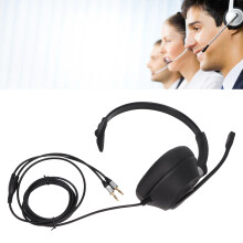 3.5mm Noise Cancelling Mono Headset with HD Mic for PCs Black