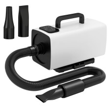 Pet Hair Dryer 2200W with Adjustable Temperature & Airflow Digital Display 3 Nozzles White – PawHut Dog & Cat Dryer