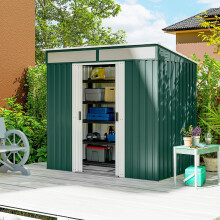 Outsunny 6.5x4FT Garden Shed Lockable Metal Tool Shed Green