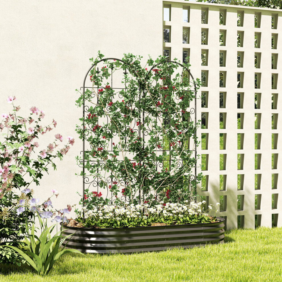Outsunny Set Of 2 Metal Garden Trellis, Outdoor Trellis Panels, 150 X 50 Cm