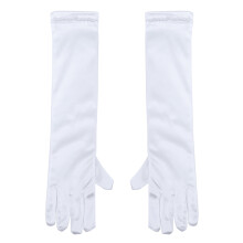 1 Paar Bloemenmeisje Handschoenen Satijn Parel Decor L Wit