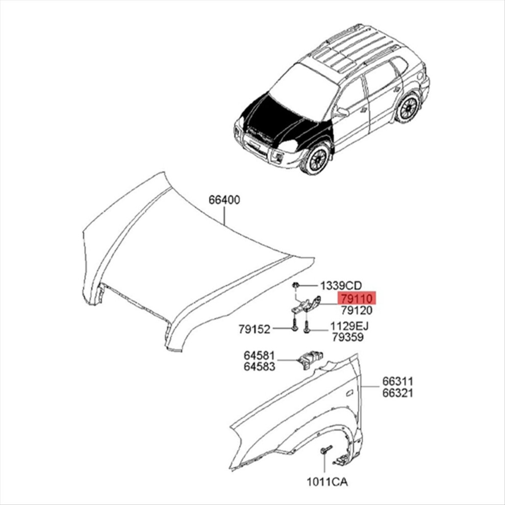 1Pair Hood Hinges Driver & Passenger Side 79110-2E000 79120-2E000 For () 2004-2010 Engine Bonnet Hinge 4712500781681
