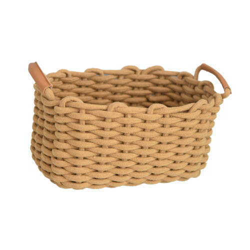 Cotton Rope Desktop Organizer Handwoven Basket for-Khaki large