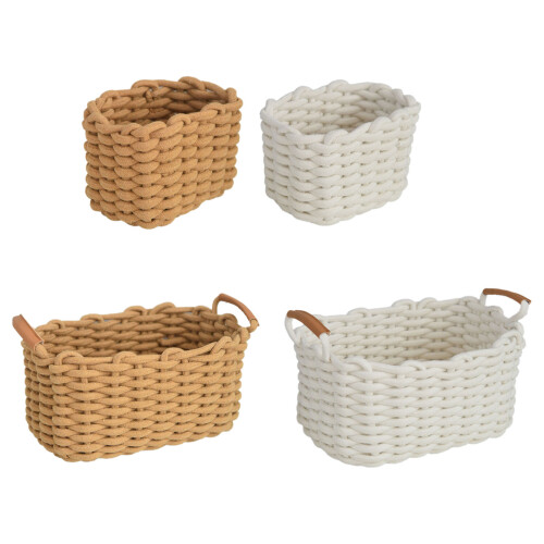 Cotton Rope Desktop Organizer Handwoven Basket for-Khaki large 2