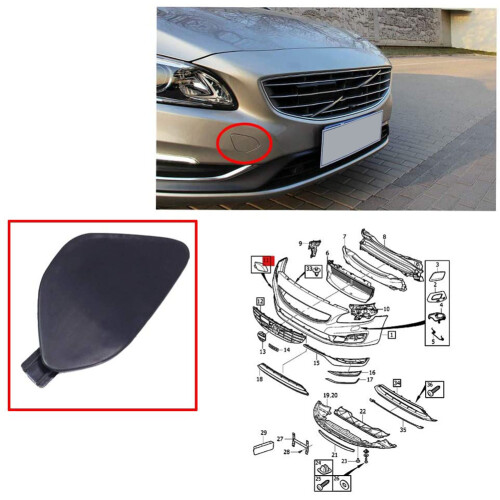 Front Bumper Tow Eye Hook Cap for S60 2014 2015 2016 39820294 2