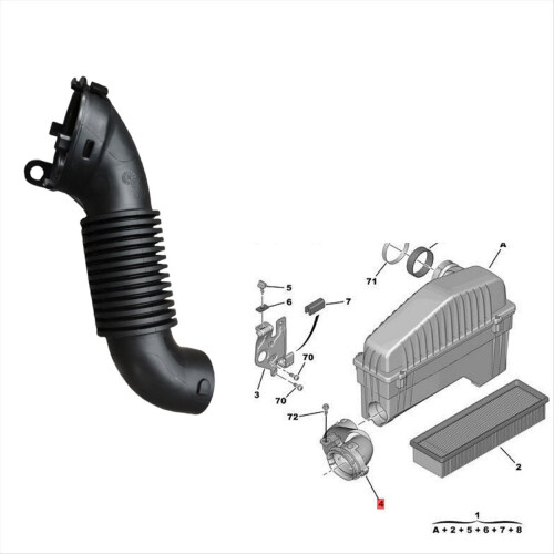 Car Air Filter Intake Pipe Air Connection Tube for 2